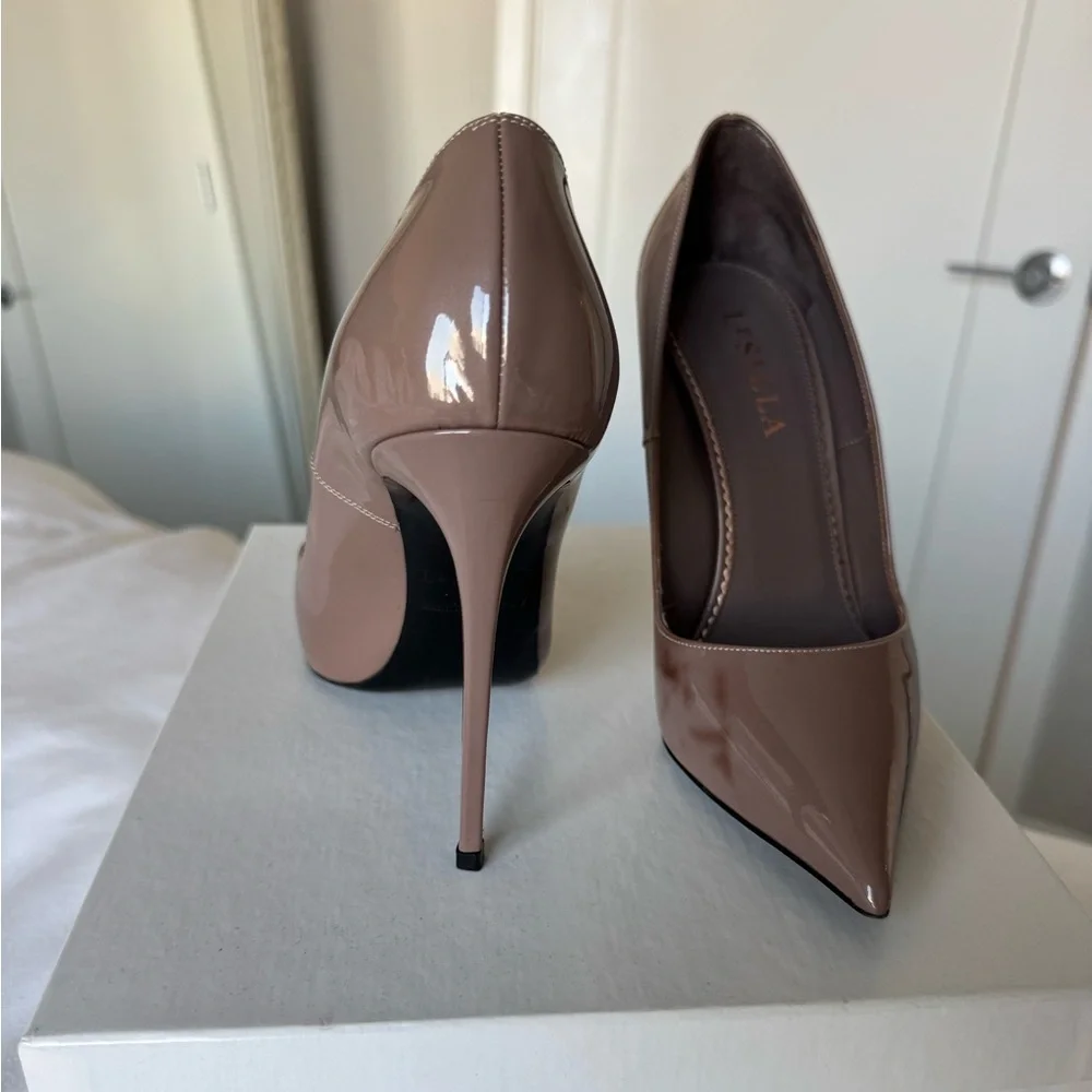 Le Silla Nude Patent Leather Point Toe Heels Size 37 - Picture 3 of 9